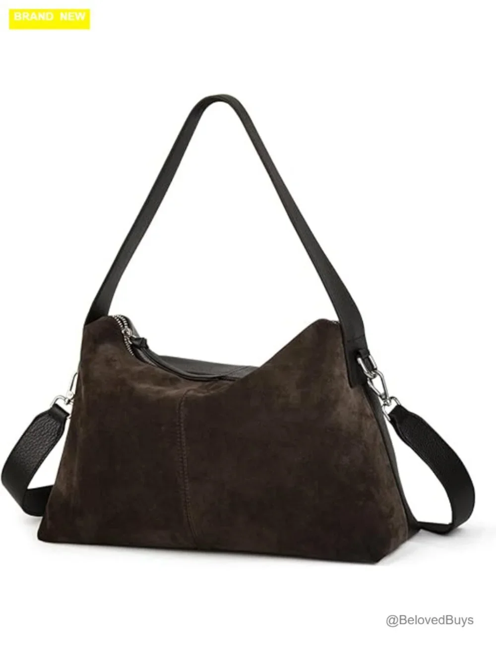 Suede Leather Crossbody Bag with Adjustable Wide Strap Tote Handbag